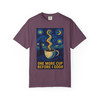 One More Cup Before I Gogh – Artist’s Blend Tee in Berry by Coo Coo’s Coffee, colorful art-inspired coffee shirt for creative souls.
