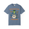 “Blue Jean Gecko Caffeine Percussion Tee – They Drum! by Coo Coo’s Coffee, colorful drummer gecko print for coffee lovers with a music soul.”
