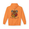 Tangerine Tiki Time Hoodie – Bright, bold, and coffee-fueled. Tropical-inspired hoodie with a tiki mask design to bring sunshine and caffeine everywhere.