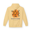 "Yellow Haze Molecule of Madness Caffeine Hoodie – geek-chic coffee chemistry style with Coo Coo’s Coffee energy."