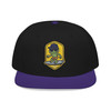 “Stylish purple and black Bert Badge Snapback from Coo Coo’s Coffee, detailed with Bert the Gecko patch and signature Small Batch of Friends embroidery.”