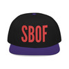 black snapback hat with red SBOF embroidery – bold coffee streetwear hat by Coo Coo’s Coffee