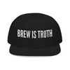 All-black Brew Is Truth snapback hat with white embroidery on the crown
