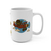 Side view of Sky High Sips Bert the Aviator mug showing red biplane flying through clouds