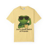 “Small Batch of Friends Cool Gecko Tee in butter yellow by Coo Coo’s Coffee – Bert the gecko graphic shirt”