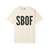 SBOF Peek-a-Boo Bert unisex tee in ivory — bold monogram with tiny Bert in the “B” — Coo Coo’s Coffee