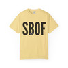 SBOF Peek-a-Boo Bert tee in Butter — sunny neutral, bold letters + Bert cameo — Coo Coo’s Coffee.