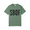 SBOF Peek-a-Boo Bert tee in Light Green — sage chill with SBOF monogram + tiny Bert — Coo Coo’s Coffee.