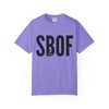 SBOF Peek-a-Boo Bert tee in Violet — lilac hum, oversized letters + Bert cameo — Coo Coo’s Coffee.