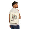 Man with Brew Good Vibes dancing skeletons tote over shoulder — natural canvas shopper — Coo Coo’s Coffee