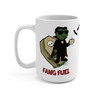 Side view of Fang Fuel 15oz vampire coffee mug showing handle and wraparound design