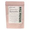Jasmine Rose Serenity organic white tea in a blush pink pouch – Coo Coo’s Coffee Tea, 15 pyramid sachets.