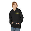 Model wearing black hoodie, front view, ‘For Every Kid.’ chest print