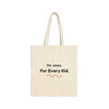 Natural cotton tote bag with “For Jaxen. For Every Kid.” bead wave design, back view
