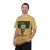 Al Bert-stein tee - Einstein Bert the gecko at chalkboard with E equals mC squared where C is Coffee times Community - front print on gold ring-spun cotton by Coo Coos Coffee Florida Brew Crew
