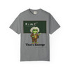 Al Bert-stein tee - Einstein Bert the gecko at chalkboard with E equals mC squared where C is Coffee times Community - front print on gold ring-spun cotton by Coo Coos Coffee Florida Brew Crew