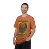 The Bark Side of the Morning tee - sleepy dog in pajamas rubbing eyes and holding coffee mug - front print on moss green ring-spun cotton by Coo Coos Coffee Florida Brew Crew