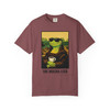 The Mocha-Lisa tee - Bert the gecko as the Mona Lisa with sunglasses holding coffee cup in Renaissance portrait style - front print on brick ring-spun cotton by Coo Coos Coffee Florida Brew Crew
