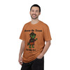 Brew or Treat Fill My Cup Halloween tee - vampire Bert the gecko in cape and sunglasses holding pumpkin bucket - front print on burnt orange ring-spun cotton by Coo Coos Coffee Florida Brew Crew
