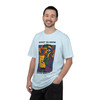 Built to Brew Coffee Made Me tee - cubist portrait of Bert the gecko holding coffee in bold color-block style - front print on butter yellow ring-spun cotton by Coo Coos Coffee Florida Brew Crew
