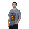 Built to Brew Coffee Made Me tee - cubist portrait of Bert the gecko holding coffee in bold color-block style - front print on butter yellow ring-spun cotton by Coo Coos Coffee Florida Brew Crew