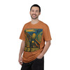 Out of Coffee tee - The Scream painting reimagined with figure holding empty coffee cup and Out of Coffee text - front print on grey ring-spun cotton by Coo Coos Coffee Florida Brew Crew
