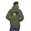 Al Bert-stein hoodie - Bert the gecko as Einstein at chalkboard with E equals mC squared where C is coffee and Thats Energy text - back print fleece pullover by Coo Coos Coffee Florida Brew Crew