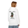 Brew or Treat Fill My Cup Halloween hoodie - vampire Bert the gecko in cape with pumpkin bucket - back print seasonal drop fleece pullover by Coo Coos Coffee Florida Brew Crew