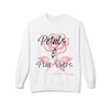 Petals and Pour Overs crewneck sweatshirt - soft pink rose illustration with flowing script typography - floral coffee fleece by Coo Coos Coffee Florida Brew Crew