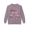 Petals and Pour Overs crewneck sweatshirt - soft pink rose illustration with flowing script typography - floral coffee fleece by Coo Coos Coffee Florida Brew Crew