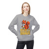 Build Brave CooCooCares crewneck sweatshirt flat lay grey- childhood cancer awareness fleece sweatshirt by Coo Coos Coffee