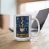 One More Cup Before I Gogh 15oz mug — a Van Gogh Starry Night–style painting of a steaming coffee cup under swirling blue night sky and a glowing moon, with "One More Cup Before I Gogh" in gold and white lettering below, and a Florida Brew Crew / Coo Coo's Coffee mark on the side — Coo Coo's Coffee Brew Good Vibes art-parody mug.