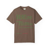 Hello Coffee in C++ tee — front shows real compiling C++ program in terminal green that prints the Coo Coo's Coffee smile in ASCII; back features Computer Bert at his laptop wearing the Brew Is Truth cap — Coo Coo's Coffee Tech Error 404 collection two-sided DTG tee for programmers and coffee lovers. Espresso front