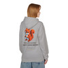 Our block-built squirrel — brave, small, and unmistakably himself — holds his gold ribbon beneath the line we believe in: from little acorns, mighty love grows.  $7 from every hoodie goes to help families facing childhood cancer. hoodie cement, back female