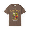 More Coffee, More Cowbell coffee t-shirt — cartoon gecko Bert playing cowbell on a Havana coffee tour printed on the front, espresso