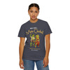 Person wearing the More Coffee, More Cowbell coffee t-shirt from Coo Coo’s Coffee, navy