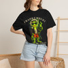 Person wearing the Frankenbert ‘Fuel for the Living Dead’ black coffee t-shirt from Coo Coo’s Coffee