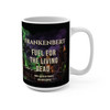 Frankenbert ‘Fuel for the Living Dead’ 15oz ceramic coffee mug — Frankenbert the monster gecko with green lightning wraparound design