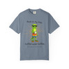 Back in My Day, Coffee Was Coffee coffee t-shirt — grumpy gecko Bert, “coffee was coffee” printed on the front, blue jean