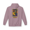 Built to Brew.
Coffee made me.
A bold cubist coffee-drinker — stitched-together face, bean for an eye, cracked cup in hand — on a cozy fleece pullover hoodie. Picasso by way of your morning cup. Warm, heavyweight, and made to live in. Back view