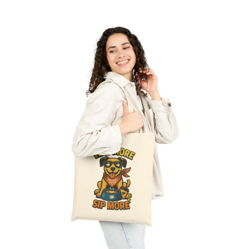 Dog Days & Coffee Ways Tote by Coo Coo’s Coffee – stylish canvas tote bag with playful dog and coffee artwork, reusable and perfect for everyday use.