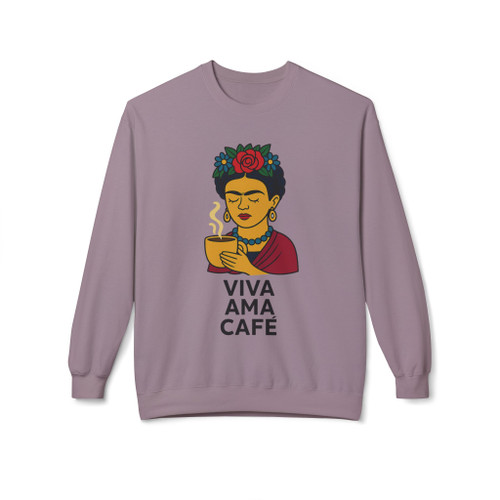 Paragon sweatshirt with Viva Ama Café Frida-inspired coffee design, stylish and brand-forward by Coo Coo’s Coffee.