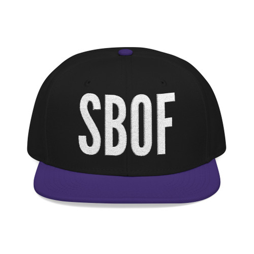 Purple/Black/Black – "SBOF Snapback in purple and black by Coo Coo’s Coffee – standout streetwear cap for Small Batch of Friends, mixing coffee lifestyle with bold design."