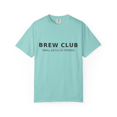 Brew Club – Small Batch Society Tee by Coo Coo’s Coffee in Chalky Mint green, cool fresh coffee club tee.