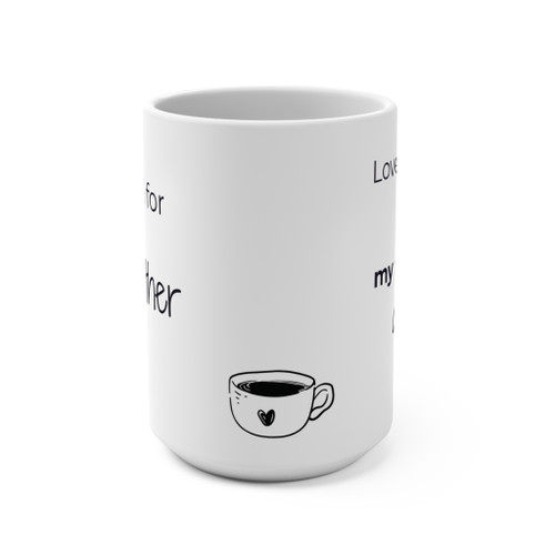 “Side view of Brewed for Each Other couple’s mug with small coffee cup icon – 15oz