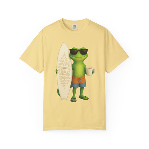 Bert Surf & Sip tee on Butter (yellow), front view