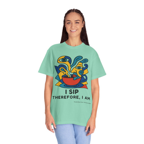 I Sip, Therefore I Am – Coffee Philosophy Graphic Tee
