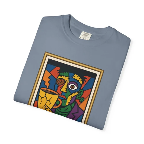 Built to Brew Coffee Made Me Tee | Cubist Coffee Art T-Shirt | Art Lover Gift