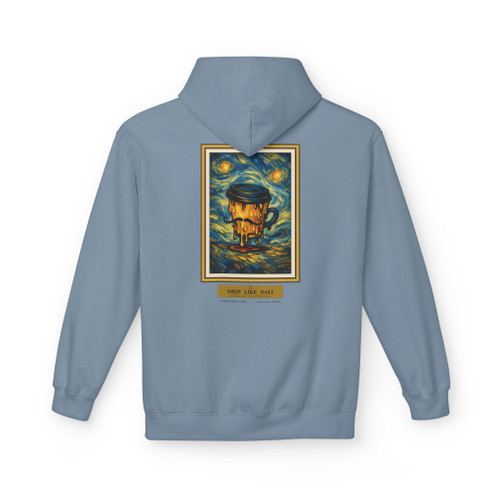 Drip Like Dali Hoodie | Surreal Melting Coffee Art Fleece Pullover | Art Lover Gift