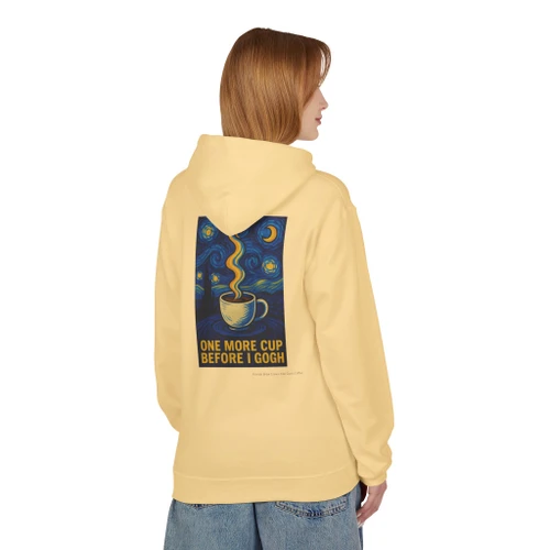 One More Cup Before I Gogh Hoodie | Starry Night Coffee Art Fleece Pullover | Art Lover Gift